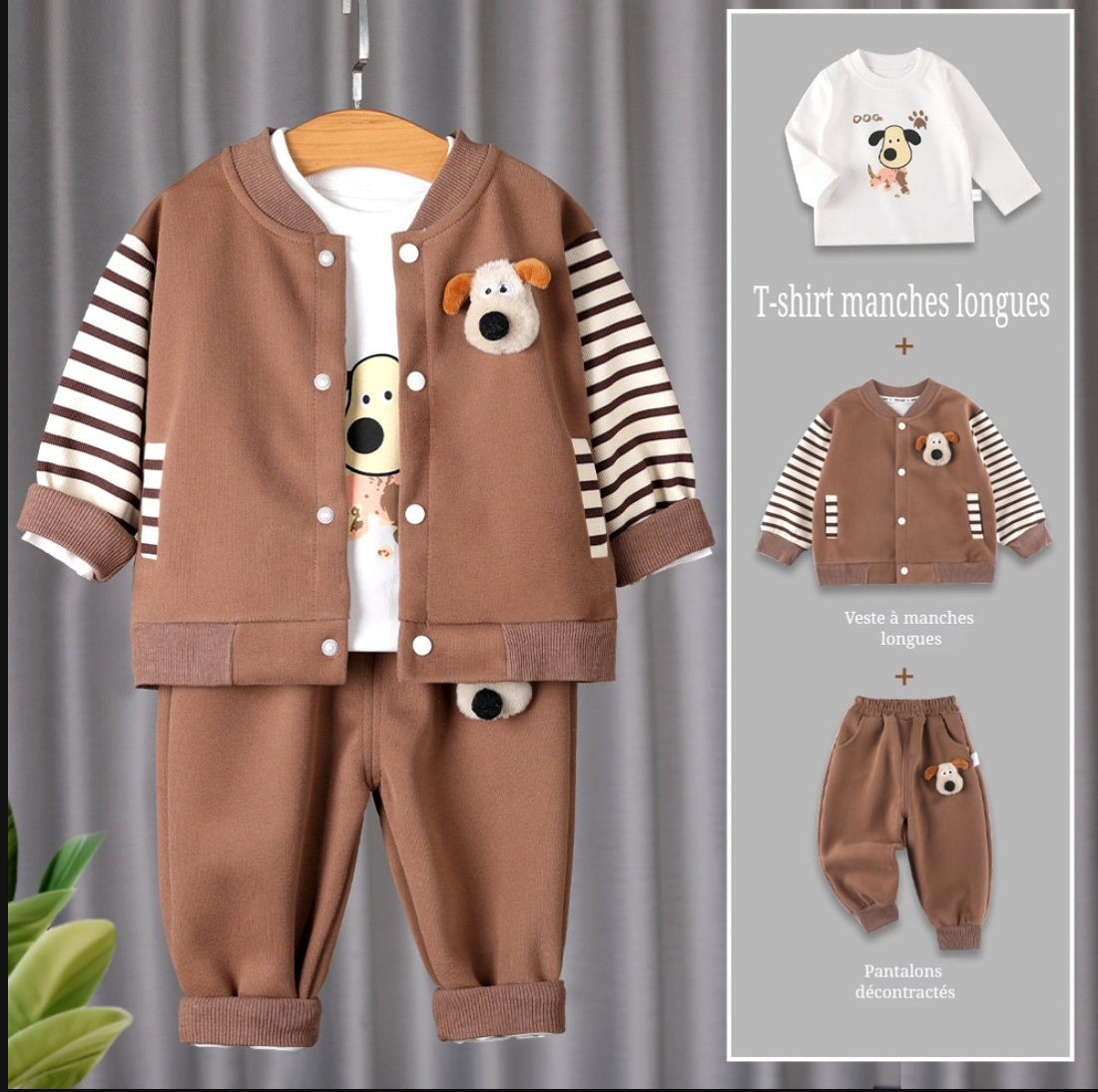 Ensemble trois pièces à manches longues pour enfants