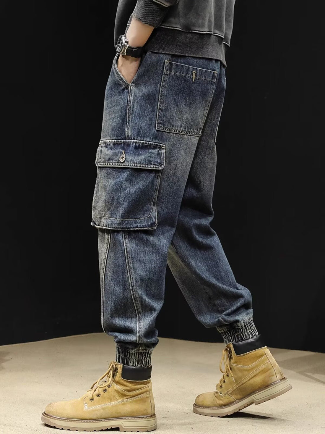 Jeans  Automne  Cordon De Serrage  Pantalon Cargo Multi-Poches Pour Hommes