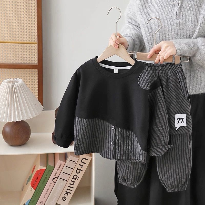 Ensemble deux pièces décontracté pour enfants printemps et automne