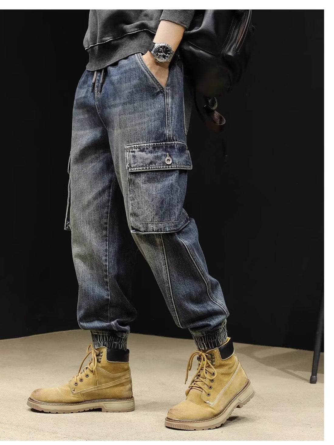 Jeans  Automne  Cordon De Serrage  Pantalon Cargo Multi-Poches Pour Hommes