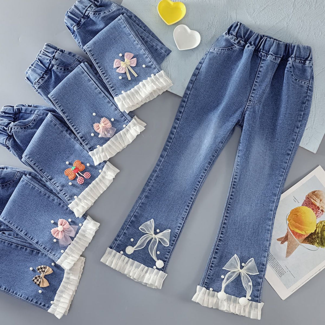 Jeans pour filles, pantalons à pattes d&