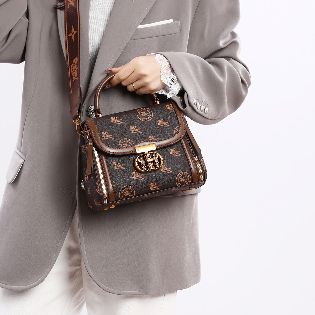 Sac texturé transfrontalier femmes 2025 nouveau commerce extérieur sacs sacs pour femmes Internet célébrité imprimé sacs à main à une épaule petit sac carré tendance